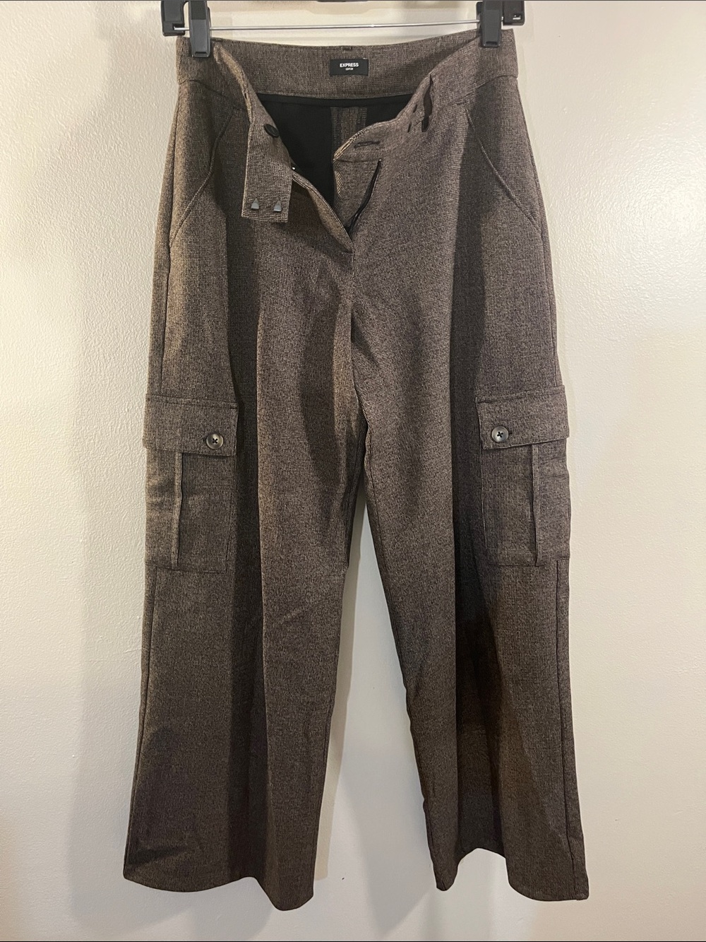 Express Women's Brown Cargo Trousers with Flap Pockets